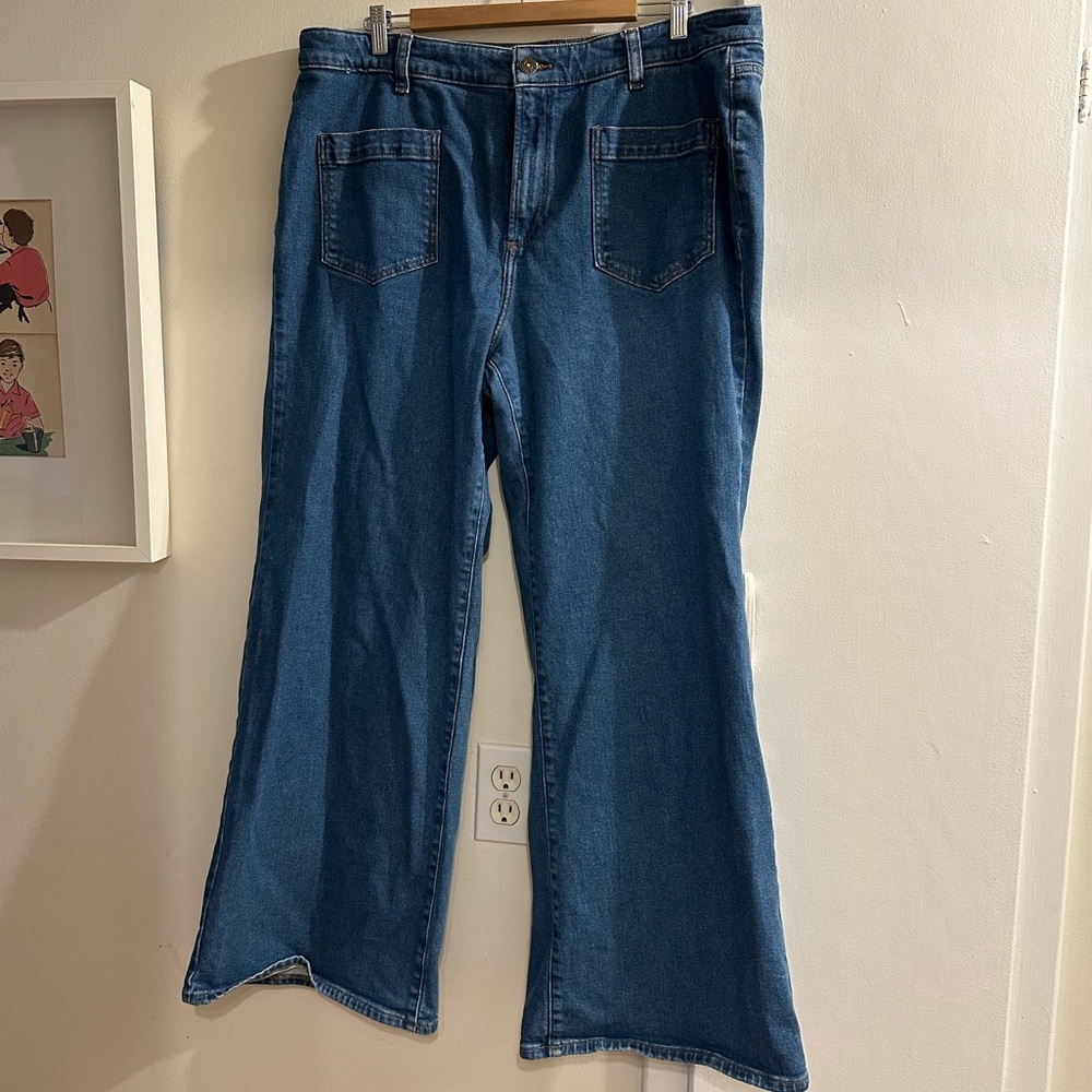 Jillian Harris X Joe Fresh fall collection Midnight Horizon Wide Leg Denim sz 18